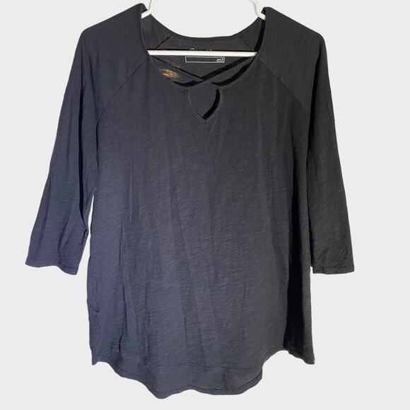 Eddie Bauer Womens Small Black Top 3/4 Sleeve Cross Front Cotton Modal - Picture 4 of 7